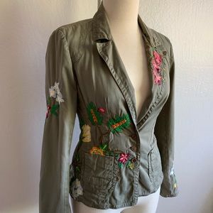 Johnny Was LA green floral embroidered blazer S